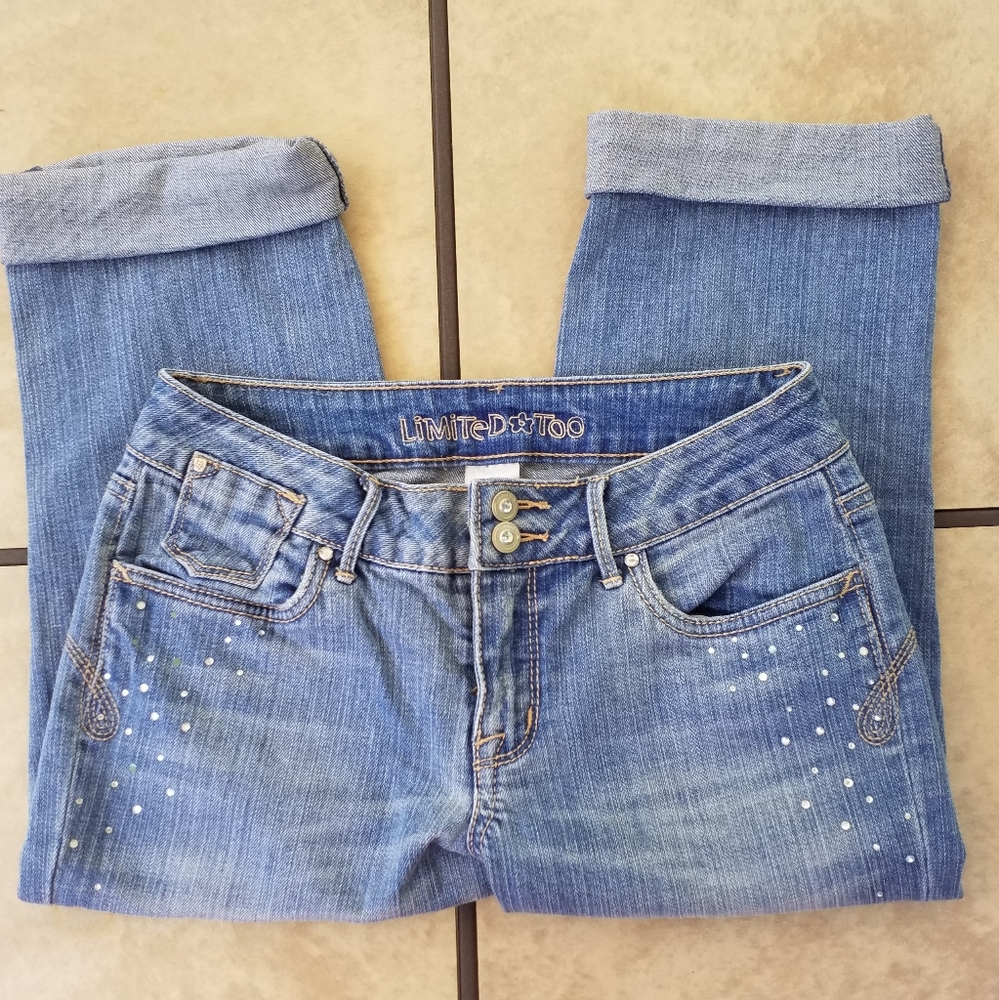 LimitedToo CropJeans 12R denim embroider butterfly - Picture 6 of 12